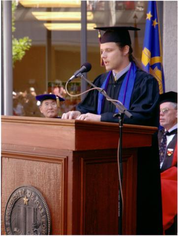 Thib delivering graduation address