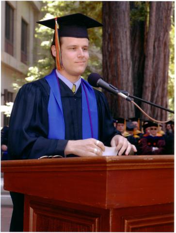 Thib delivering graduation address